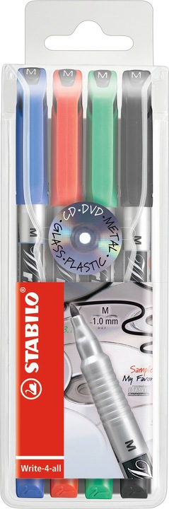 Produktbild STABILO Write-4-all (Grün, Rot, Blau, Schwarz, 1 mm, 4 x)