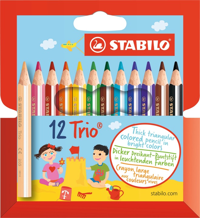 Produktbild STABILO Trio dick kurz Dreikant-Buntstift (Mehrfarbig, 12 x)