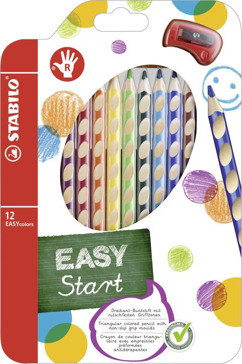 STABILO EASYcolors ergonomischer Buntstift für Rechtshänder (Mehrfarbig, 12 x)