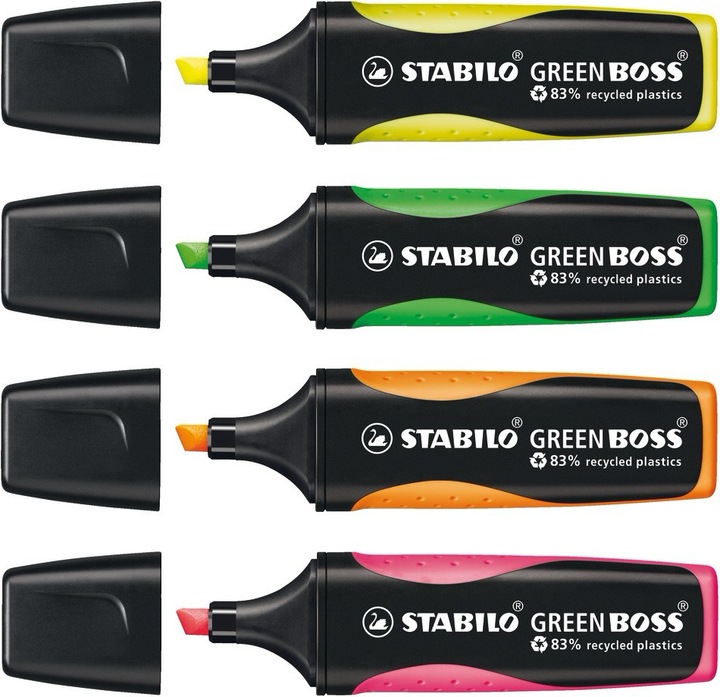 Produktbild STABILO GREEN BOSS Textmarker (Pink, Gelb, Grün, Orange, 5 mm, 4 x)