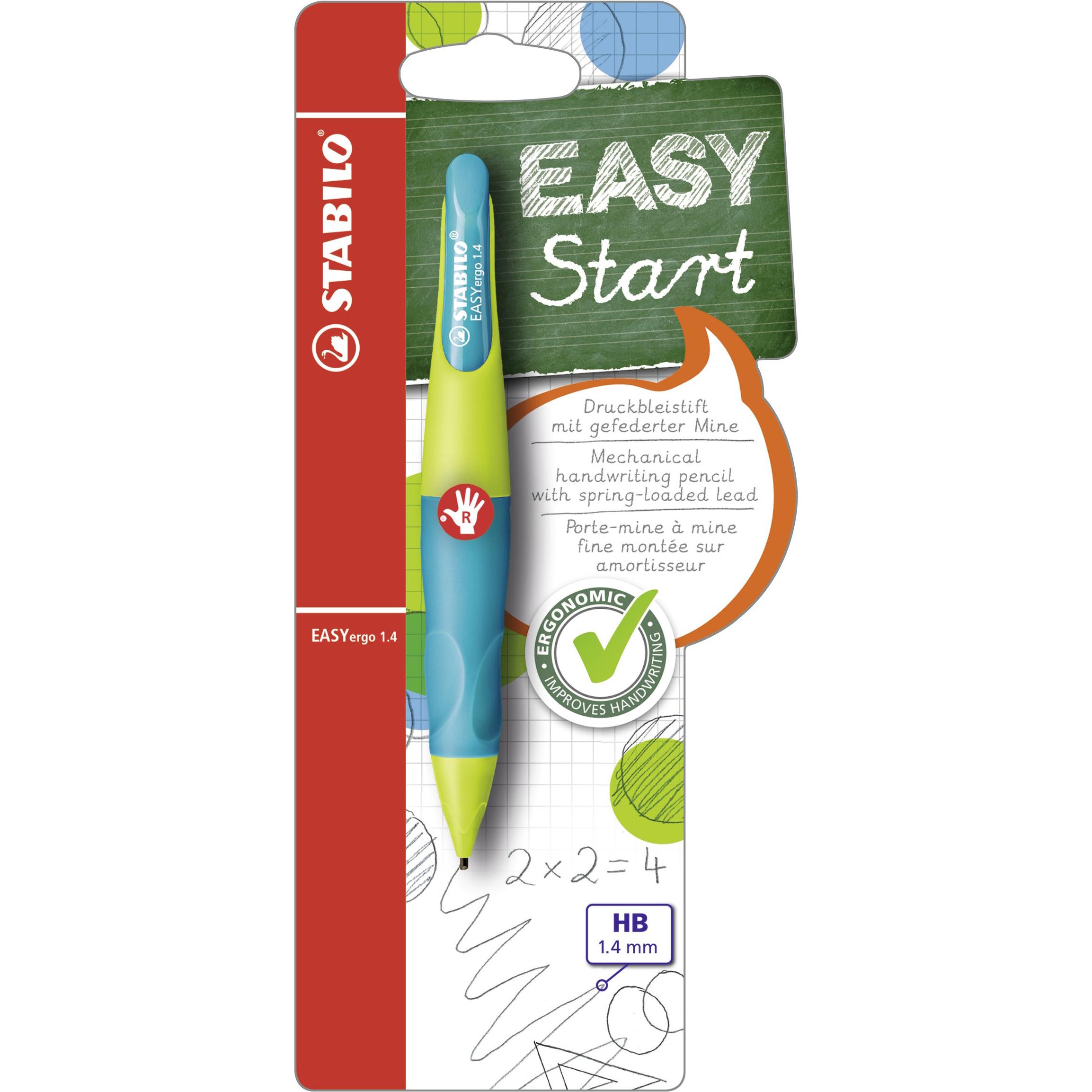 STABILO, Bleistift, EASYergo ergonomischer Druck-Bleistift für Rechtshänder HB (1.40 mm, HB, 5 x)