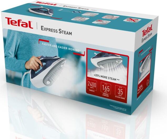 Productafbeelding Tefal Express Steam FV2837E0 Droog & Stoom Strijkijzer Cerilium Zool (2400 W, 165 g/min)