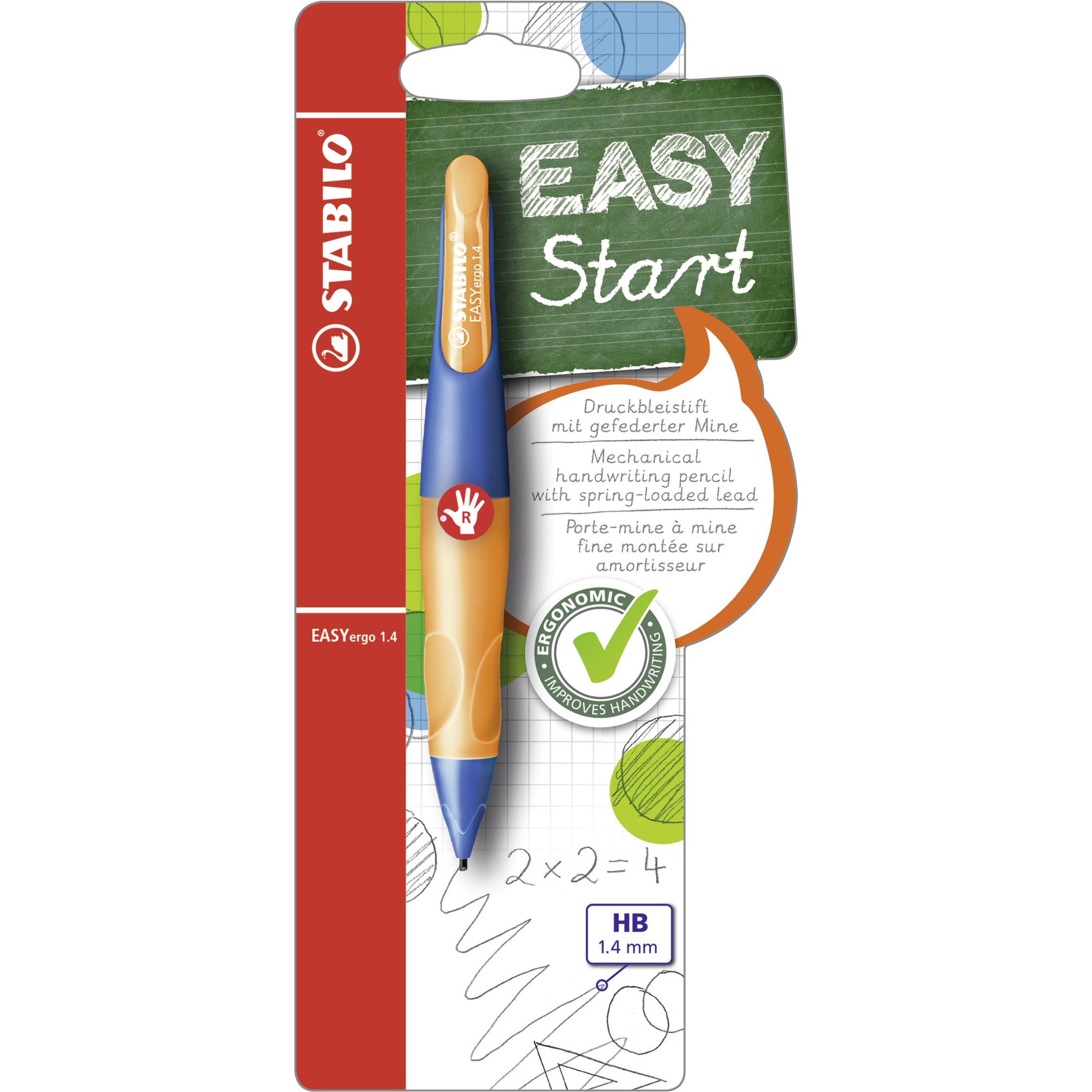 STABILO, Bleistift, EASYergo ergonomischer Druck-Bleistift für Rechtshänder HB (1.40 mm, HB, 1 x)
