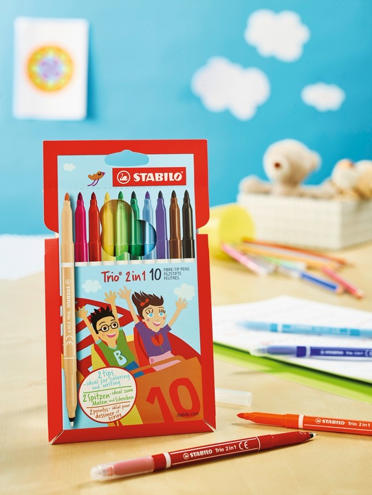 Produktbild STABILO Trio in Filzstift und Fineliner in einem (Mehrfarbig, 10 x)
