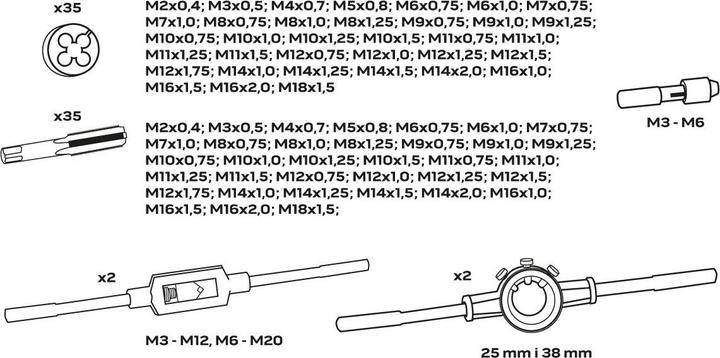 Nutritional values and ingredients Neo Dies and taps, 110 pcs.