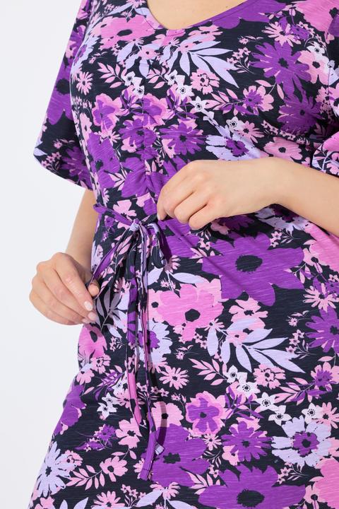 Immagine prodotto Ulla Popken Abito midi dal taglio svasato in jersey con scollo a V e mezze maniche (46, 48)