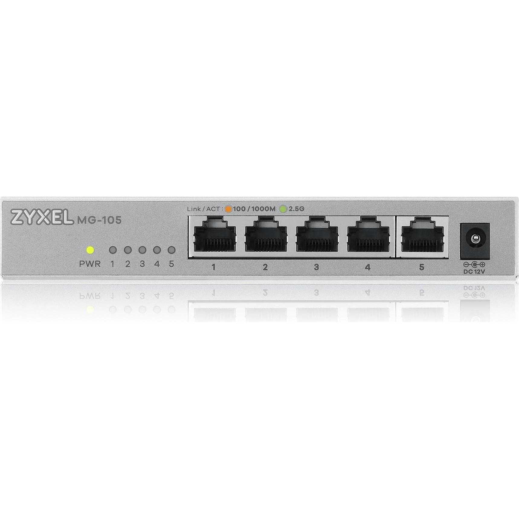 Thumbnail - Zyxel MG-105 (5 Ports), Netzwerk Switch, Grau