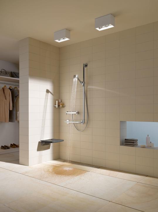 Image du produit Keuco Poignée coudée Plan Care 90 avec support de douche 56,5 x 126,5 cm chrome 34906