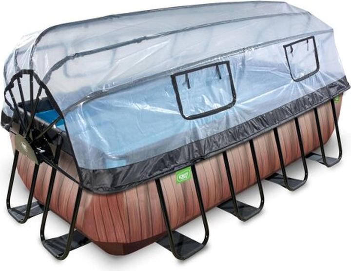 Exit Rahmen-Pool Premium eckig 400x200x100 cm mit Sonnendach und Sandfilterpumpe