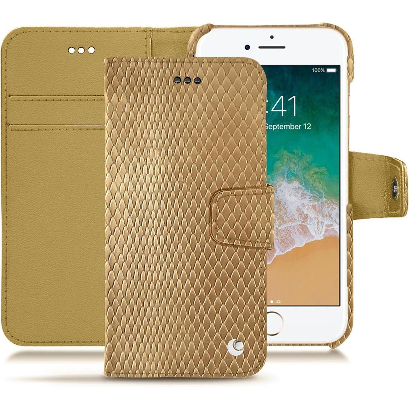 Noreve Lederschutzhülle Wallet (Apple iPhone 7), Smartphone Hülle, Beige