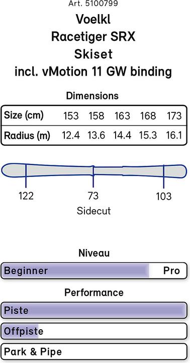 Produktbild Völkl Racetiger SRX Ski Set 20/21 (168 cm, Mit Bindung)