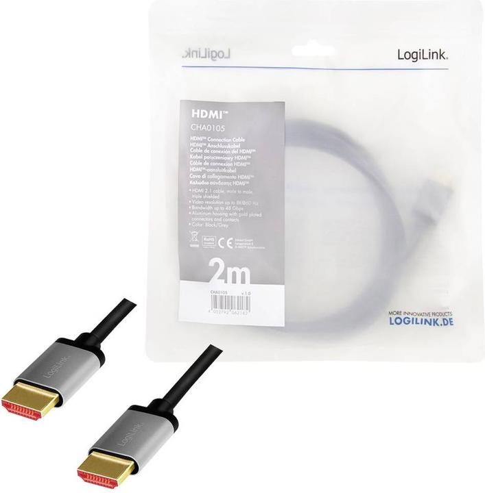 Produktbild LogiLink HDMI – HDMI (2 m, HDMI, 2.1)