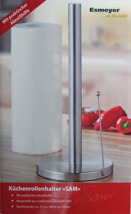 Actual product image Esmeyer Kitchen roll holder Sam Dimensions: 15 x 33 cm (Ø x H) Material: Stainless steel