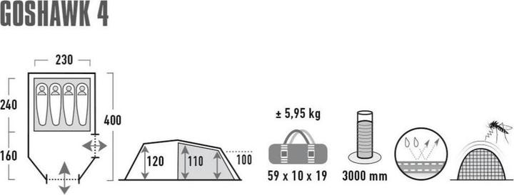 Immagine prodotto High Peak Goshawk 4 (Tenda a tunnel, 5.95 kg, 4 persone)