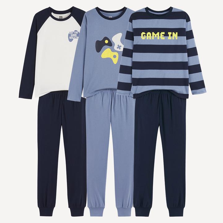Produktbild La Redoute Collections 3er-Set Jersey-Pyjamas mit Gaming-Print (110)