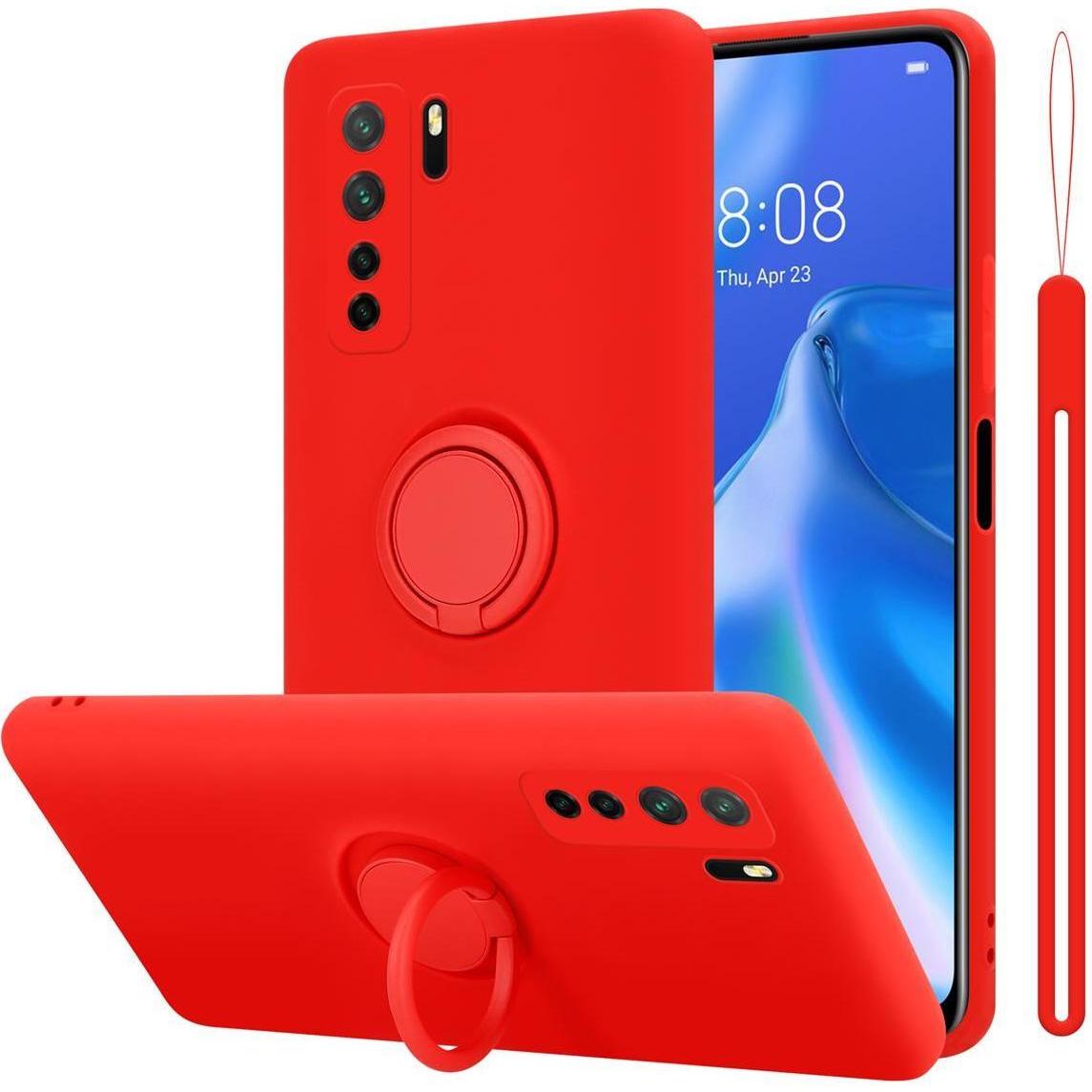 Cadorabo TPU Liquid Ring Silicone Case Hülle (Huawei Nova 6 SE, Huawei Nova 7i, Huawei P40 Lite), Smartphone Hülle, Rot