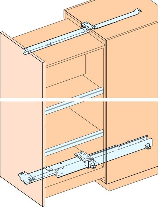 HAWA Tall cabinet front full extension -FORTE for wooden structures
