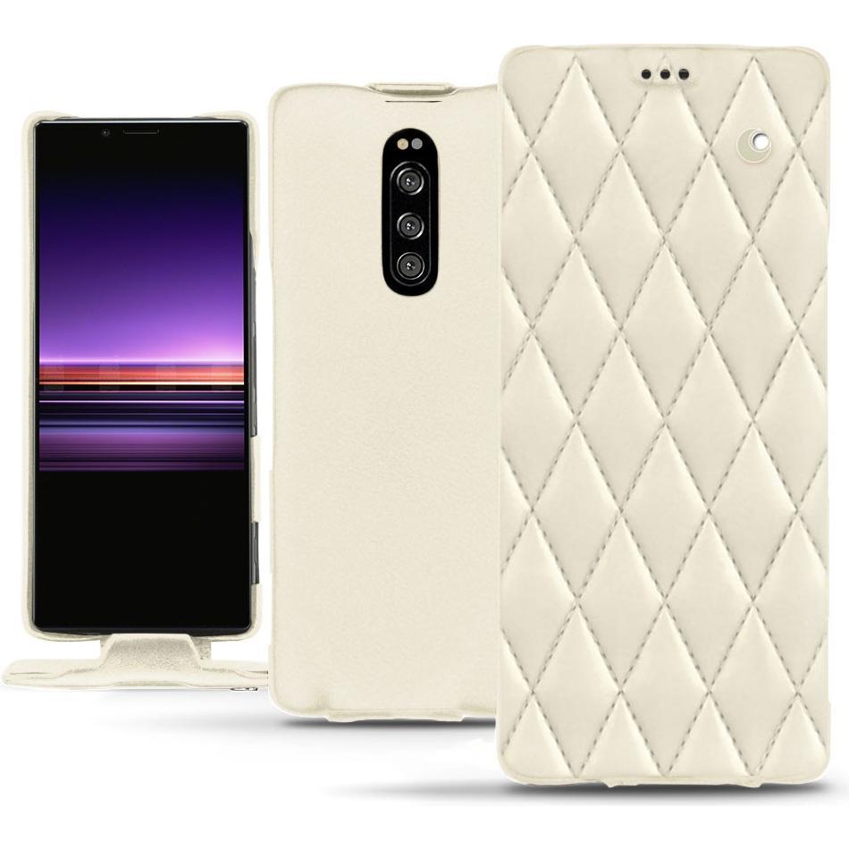 Noreve Lederschutzhülle vertikal (Sony Xperia 1), Smartphone Hülle, Weiss