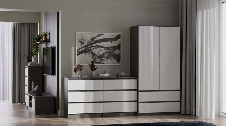 Produktbild Topeshop Schrank MALWA SS-90 anthrazit/weiss (90 x 50 x 180 cm)