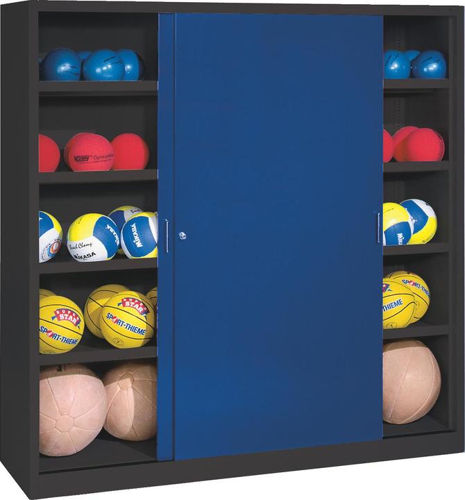 Actual product image C+P Ball cabinet (HxWxD: 195x120x50 cm, with solid sheet metal sliding doors, type 4)