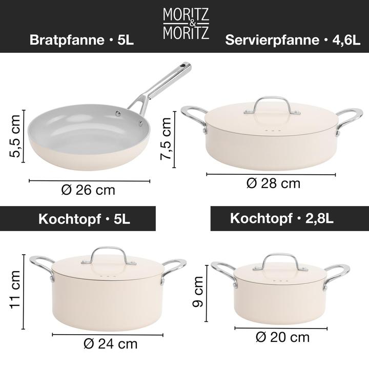 Immagine prodotto Moritz & Moritz Set di pentole e padelle da 7 pezzi (Set di pentole e padelle da cucina, Alluminio)