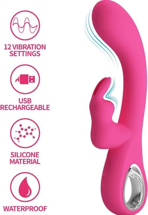 Actual product image Pretty Love Novak Rabbit Vibrator 12 Vibrations Pink