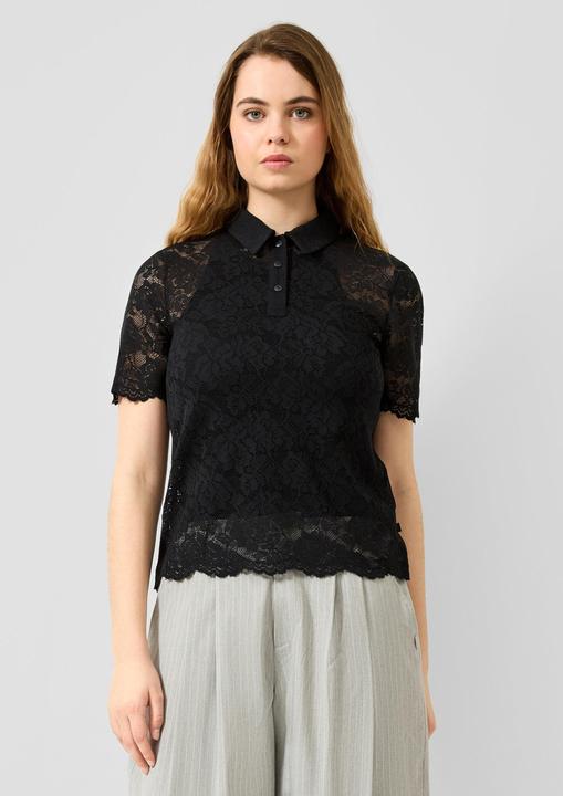 Produktbild s.Oliver Transparentes Poloshirt aus Spitze (M)