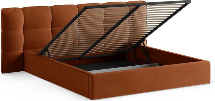 Actual product image Micadoni Velvet Storage Bed With Headboard, "Eric", Terracotta, 225x270x104 Made in Europe (180 x 200 cm)