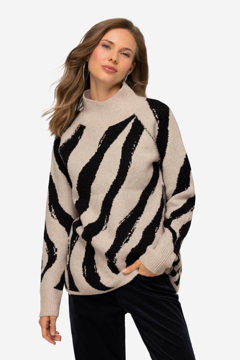Immagine prodotto Laurasøn Maglione in misto lana con design a onde, collo alto e maniche lunghe (M)