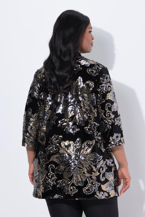 Actual product image Ulla Popken Floral Sequined Velvet Jacket (60)