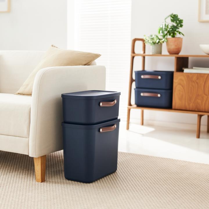 Image du produit Rotho Boîte de rangement Maloja 12 l, bleu Midnight (12 l)