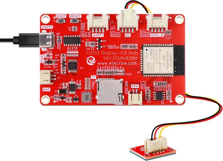 Actual product image Elecrow CrowPanel 2.8 Zoll ESP32 Display 320x240 TFT LCD mit kapazitivem Touch und Acryl-Gehäuse