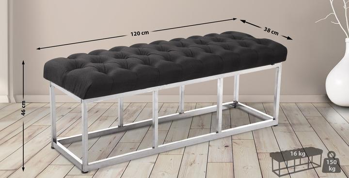 Actual product image Swisshandel24 Bench Amun fabric E120, dark grey (120 cm)