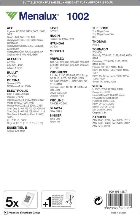 Produktbild Menalux Staubsaugerbeutel DURAFLOW (5x)