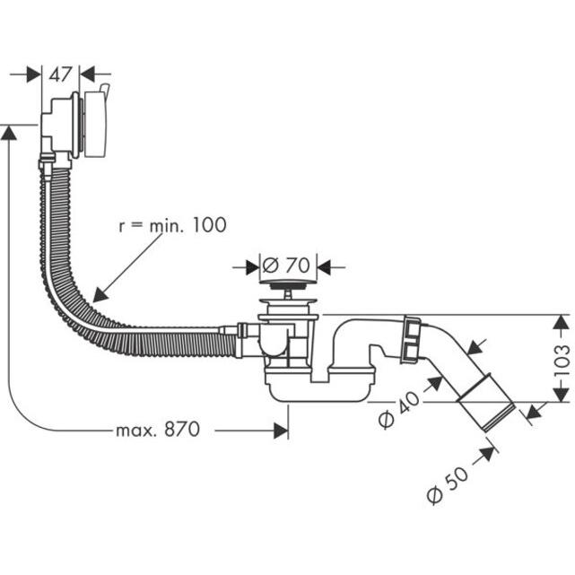 Thumbnail - Axor, Siphon, Ab-/Überlaufgarnitur FLEXAPLUS S m Fertigset f Sonderw. brushed bronze (Überlaufgarnitur)
