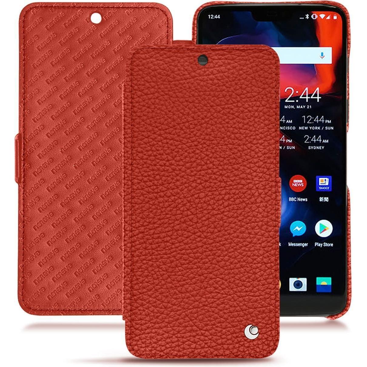 Noreve Lederschutzhülle horizontal (OnePlus 6), Smartphone Hülle, Orange