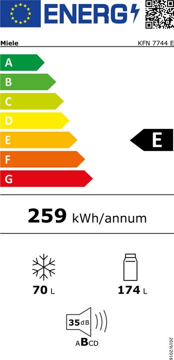 Label énergétique Miele KFN 7744 E (244 l)