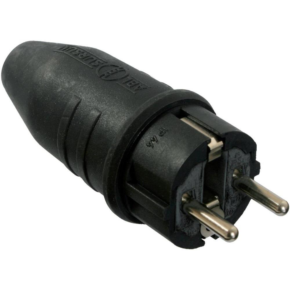 As - Schwabe, Netzstecker + Netzkupplung, Vollgummistecker (CEE 7/7)