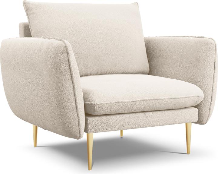 Cosmopolitan Design Bouclé Fauteuil, "Vienna", 1 Place, Beige, 97x94x95 Fabriqué en Europe