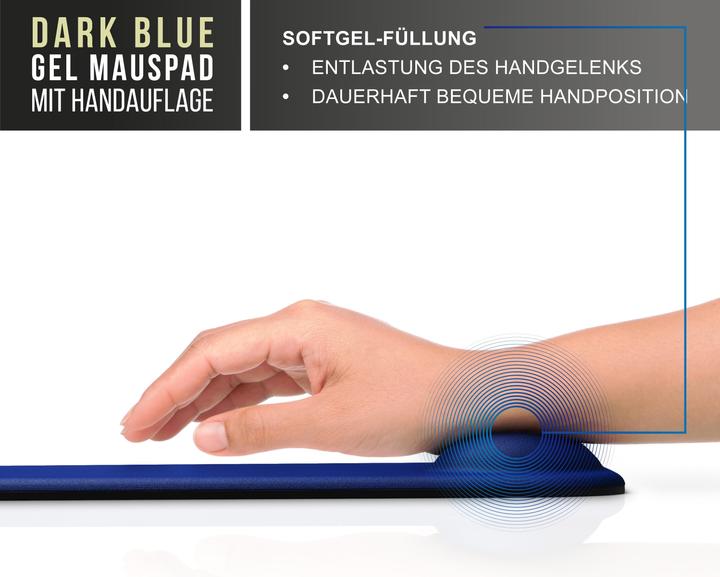 Produktbild CSL Gaming Mauspad, Office Mausmatte mit Gelkissen mit & Handgelenkauflage, 22,5 x 28 cm, dunkelblau