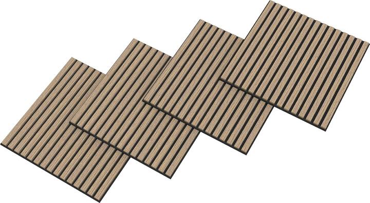 Produktbild neu.holz Akustik-Wandpaneel 4er Set Vang 1,44 m² Walnussoptik, hell ()