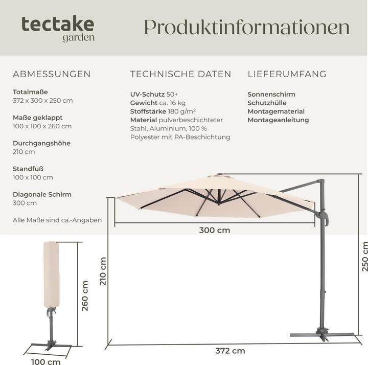 Produktbild tectake Ampelschirm (3 m)