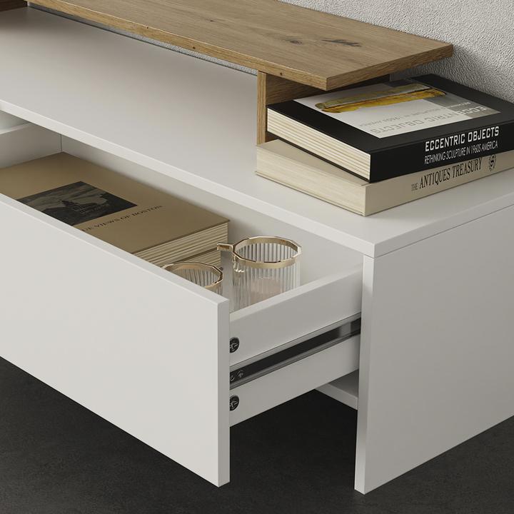 Produktbild Vichy Lowboard Tavora, Weiss/Eiche, 168.2 x 120 cm mit 2 Schubladen