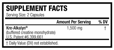 Nutritional values and ingredients EFX Kre-Alkalyn (120 Piece, Capsules, 160 g)
