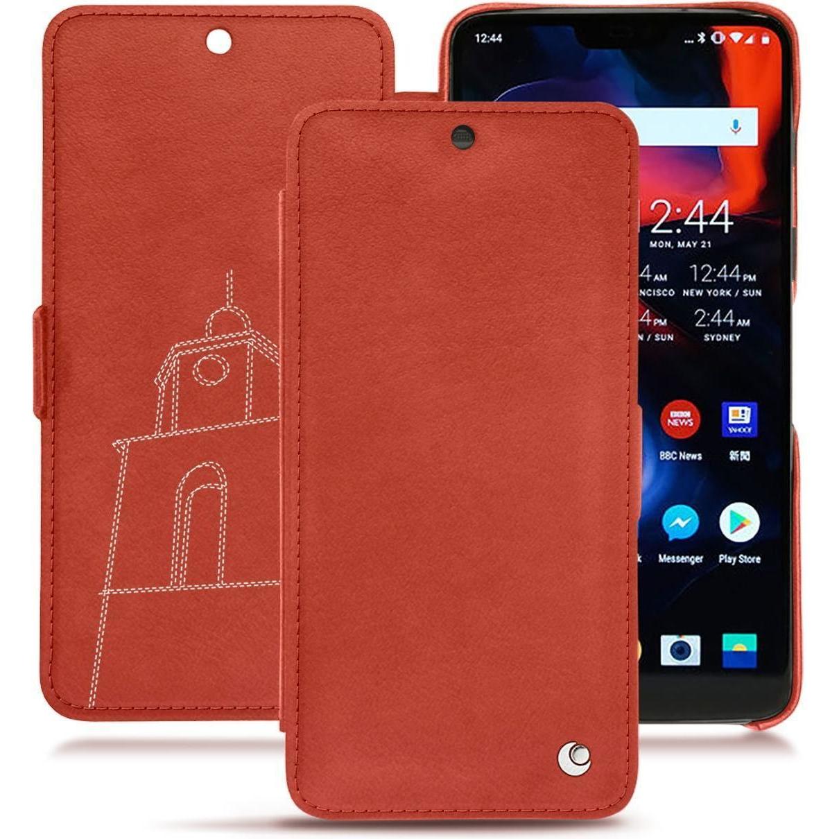 Noreve Lederschutzhülle horizontal (OnePlus 6), Smartphone Hülle, Orange