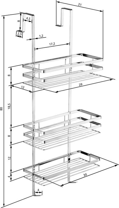 Image du produit tectake Étagère de douche à suspendre (30 x 21 x 80 cm)