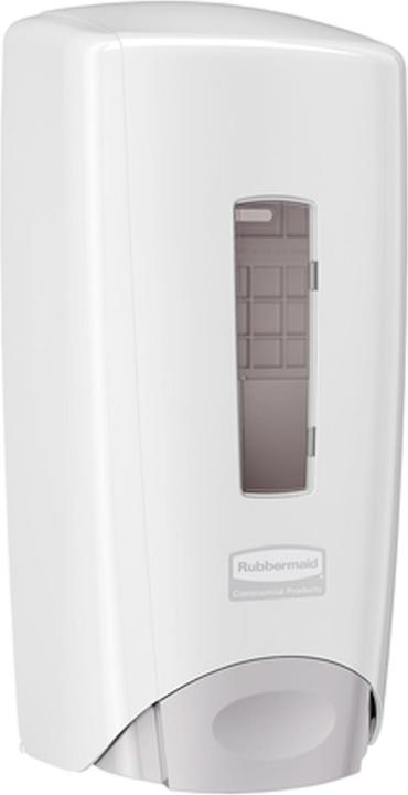 Image du produit Rubbermaid Distributeur de savon FLEX™, capacité 1,3 l, plastique blanc.