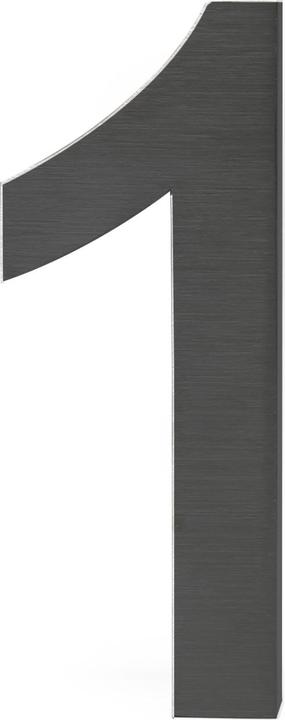Actual product image Wiltec Anthracite 3-D House Number "1" Arial 20cm Rustproof and Weather-resistant with Satin Fini