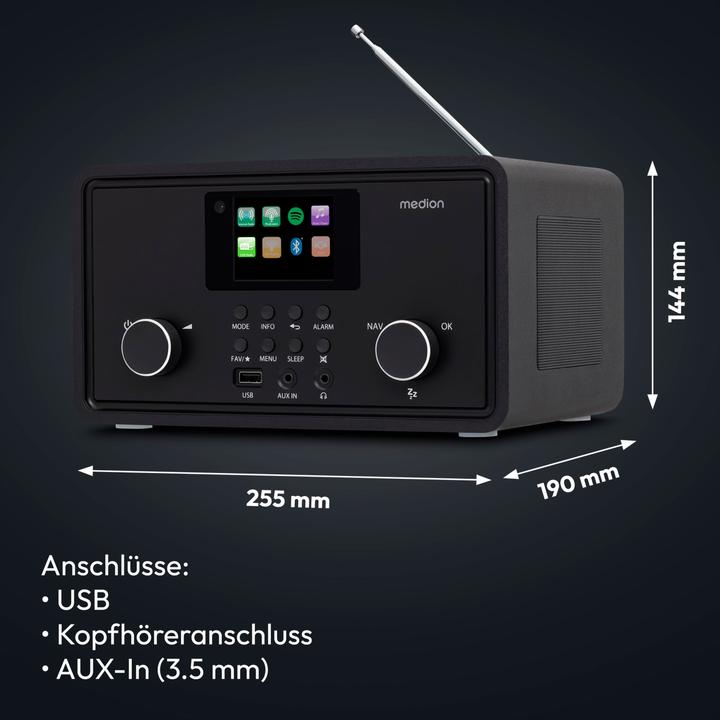 Produktbild Medion MD 88069 Internetradio schwarz (AM, DAB+, FM, Internetradio, Bluetooth, WLAN)