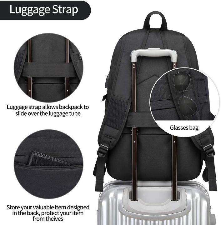 Actual product image Wenig Laptop-Rucksack mit USB-Port, Gepäckgurt